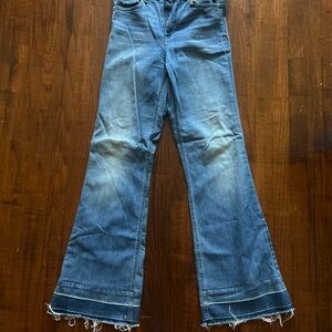 rag & bone Distressed Blue Wide Leg Jeans